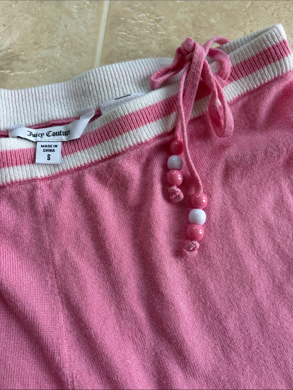 Juicy Couture Pink Rhinestone Strapless Tube Top and Drawstring Pants Set - Picture 3 of 4